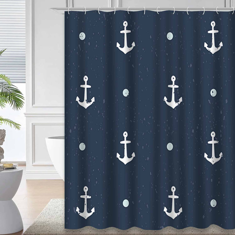 Rideau de douche rétro avec 12 crochets, L 72 po x l 72 po