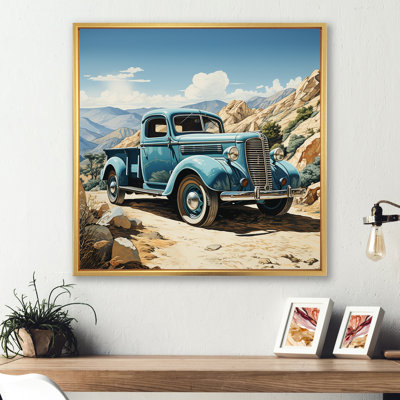 «Blue Vintage Pickup In Nevada», reproduction sur toile