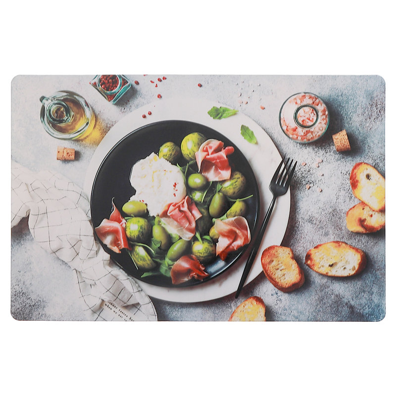 Napperon en plastique avec fromage et olive - ensemble de 12