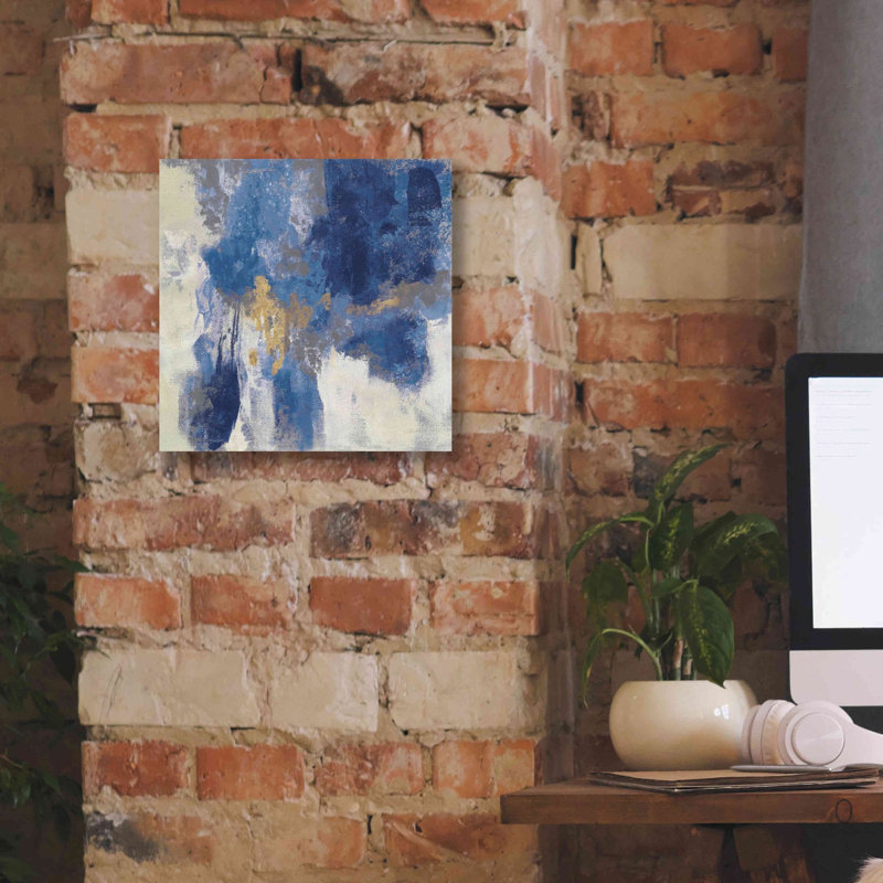 «Sparkle Abstract II Navy» par Silvia Vassileva, art mural sur toile, H 12 po x l 12 po x P 0,75 po