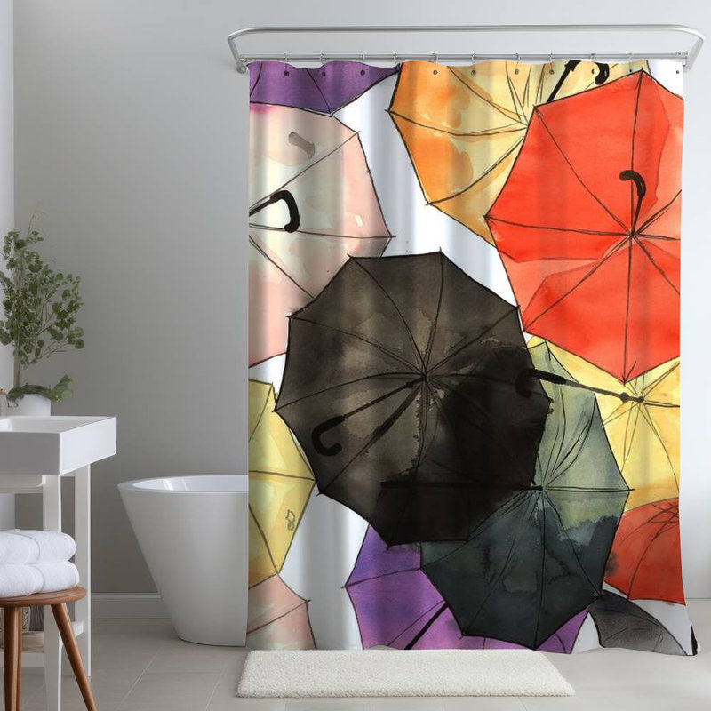 Shower Curtain MI108 – Polyester Shower Curtain, Dye Sublimation Print, 71" W × 74" L
