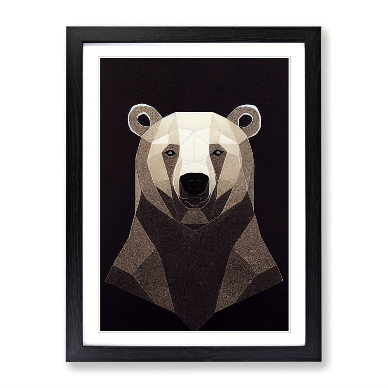 Leum Polar Bear Suprematism 1 Piece Wall Art, 34cm H x 25cm W x 2cm D, Black