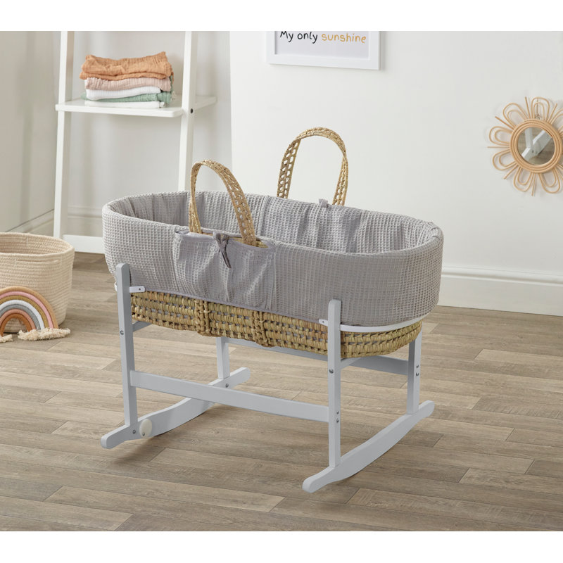 Moses Basket With Stand with Mattress, Grey, Grey