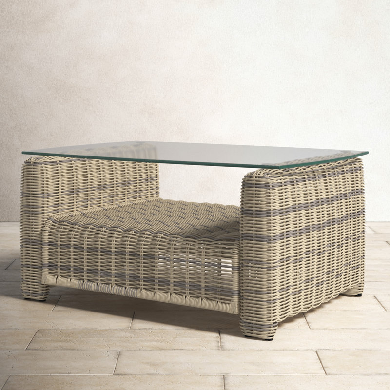 Joey 39.5'' Glass Outdoor Coffee Table