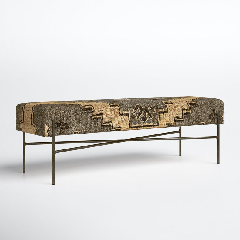 Raoul Upholstered Bench, Tan/Damask