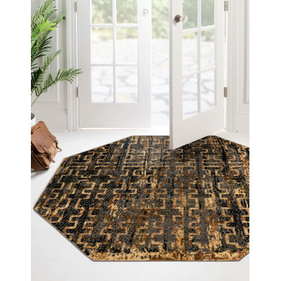 Tapis contemporain de couleur bleue et noire