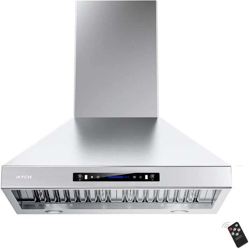 Hotte murale à conduit en acier inoxydable avec télécommande veilleuse incluse, H 51,1 po x l 29,5 po x P 19,68 po