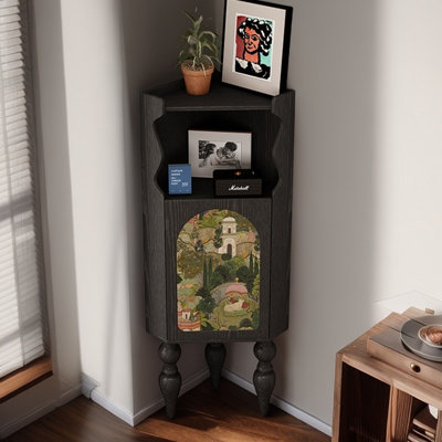 French style Roman column corner bookcase