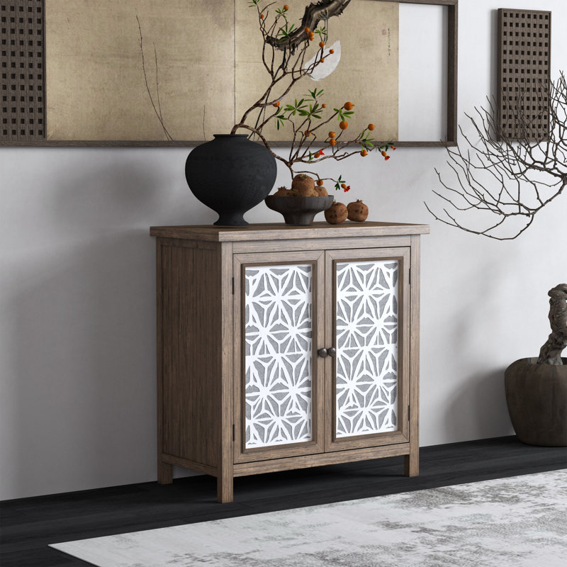 Rustic Natural Aged Brown Solid Wood Transitional Storage Cabinet