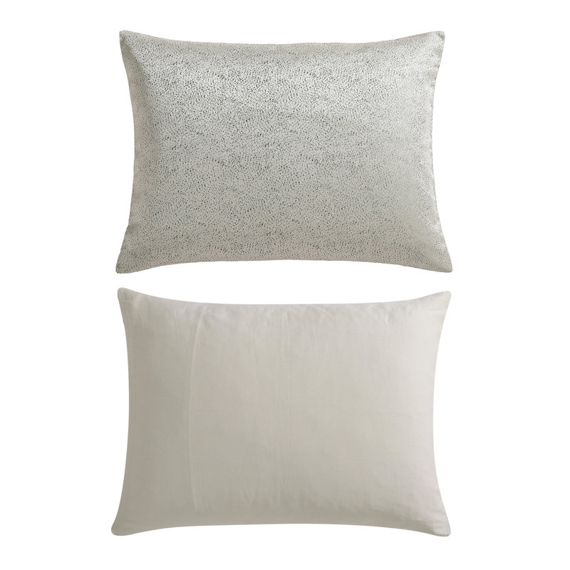Vera Wang Speckled Satin Weave Grey Comforter Set, Queen Comforter + 2 Standard Shams