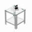 Table de bout moderne en verre trempé avec structure en acier inoxydable argenté