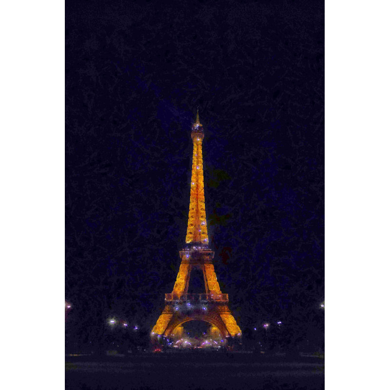 Illuminated Eiffel Tower - Wrapped Canvas Print, 12" H x 8" W