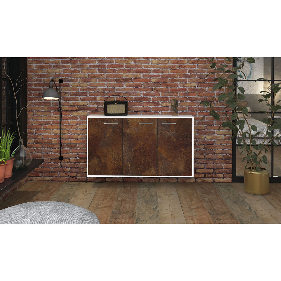 Sideboard Balie, Farbe: Java/Weiß, Fliegend/Metallgriffe, Größe: 136x79x35 cm