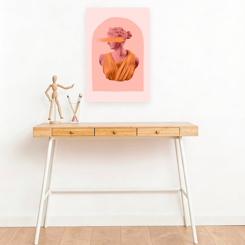Affiche murale contemporaine « Déesse aux traits oranges », H 18 po x l 12 po