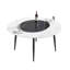 Table de salle à manger 58,71 "avec plateau en pierre artificielle - cadre en métal noir 6 places 31,5" tourne-disque statique statique moderne