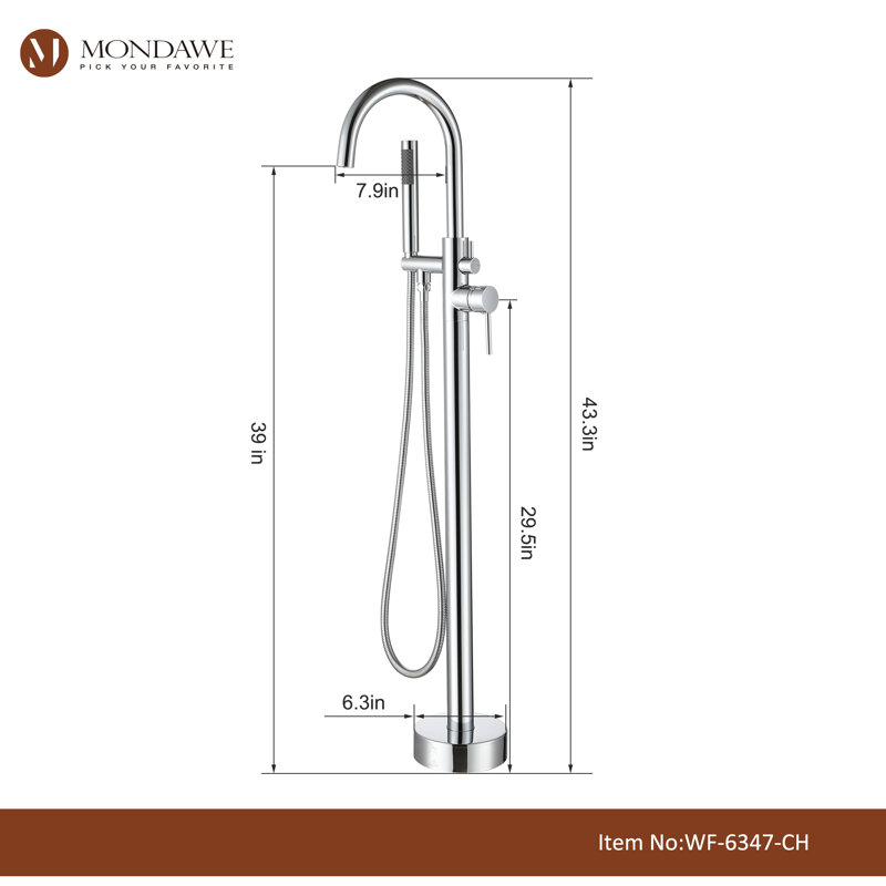 2 Handle Floor Tub Filler with Diverter, Chrome