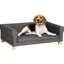 Canapé gris foncé pour animaux de taille moyenne à grande, coussin amovible, lit surélevé en mousse souple et de soutien, chiens / chats,