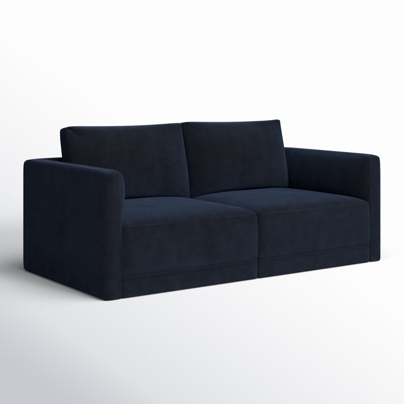 Deirdre 74'' Velvet Loveseat, Navy Velvet