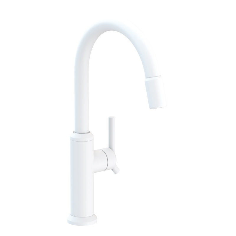Jeter Single Handle Pull Down Kitchen Faucet, Matte White