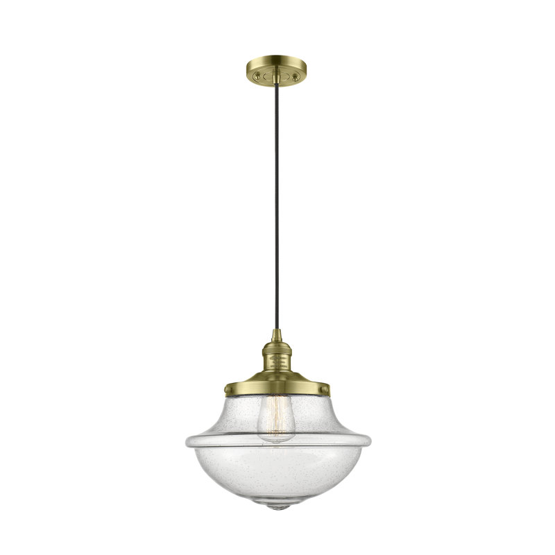 Luminaire suspendu simple à 1 lumière Blown, Laiton antique, Grainé