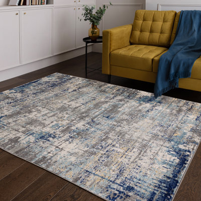 Glosco Abstract Splash Blue/Grey Area Rug