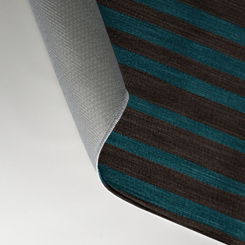 Tapis intérieur / extérieur bleu HorizontalStripes, Rectangle 5 pi x 7 pi