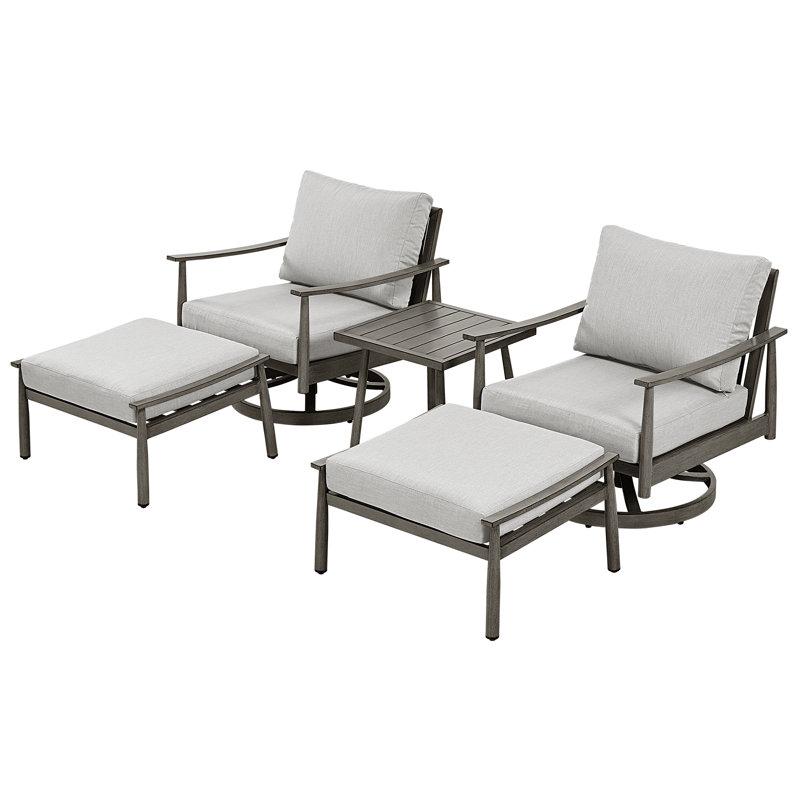 Mariene 2 - Person Patio Conversation Set with Cushions, Gray, Gray