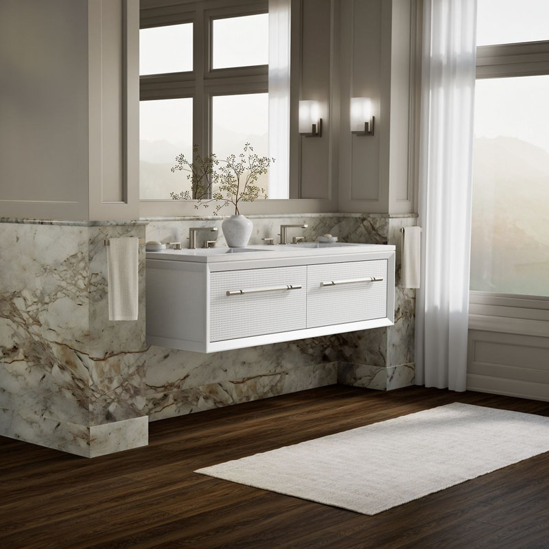 Enivo 61" W x 23" D x 17" H Double Bathroom Vanity, White