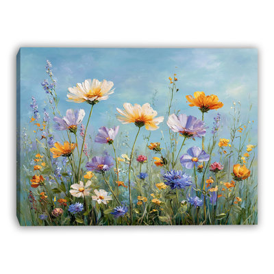 Soft Wildflower Meadow Floral Wrapped Canvas Wall Art Print