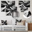 «Black White Whirling Joy» - art mural abstrait en spirale-1144490519-1144490517