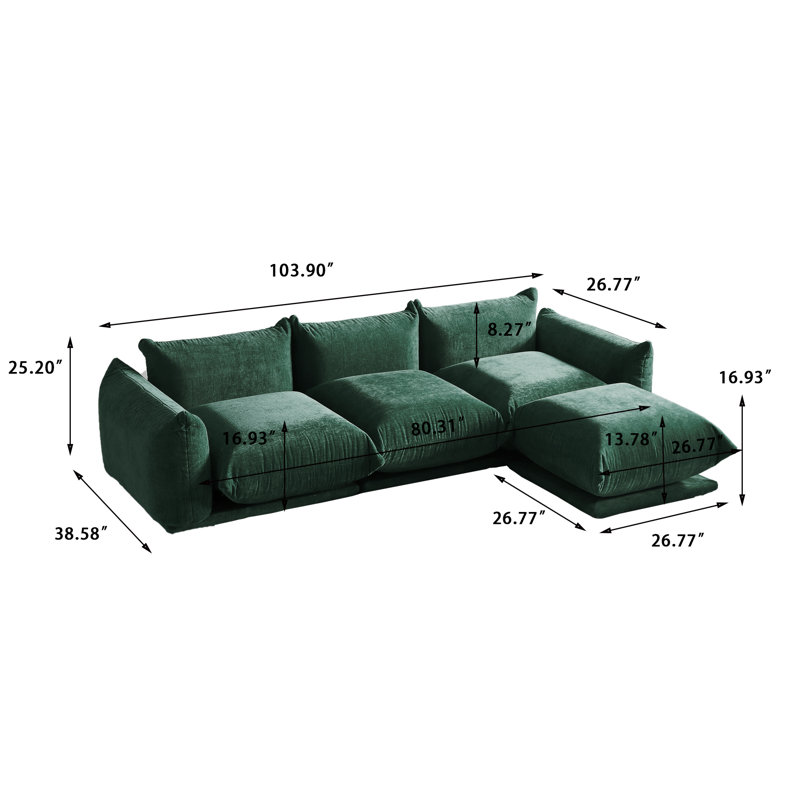 Ebern Designs 4 - Piece Upholstered Sectional & Reviews | Wayfair