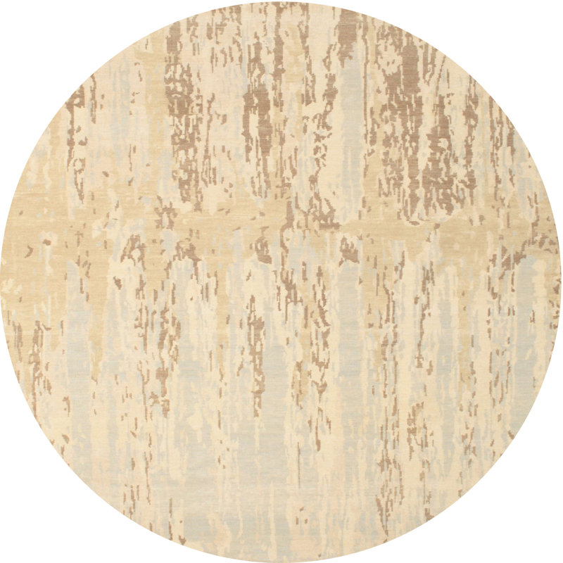 Tapis beige contemporain, Rond 8 pi