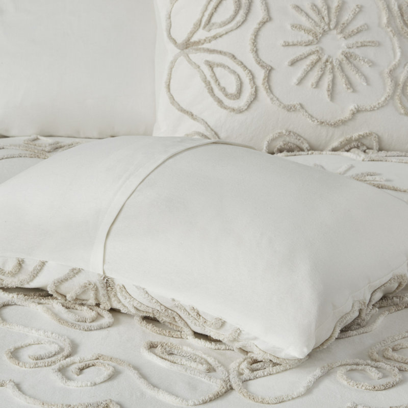 Ensemble de couvre-lit élégant en chenille capitonné ivoire / taupe Elegant