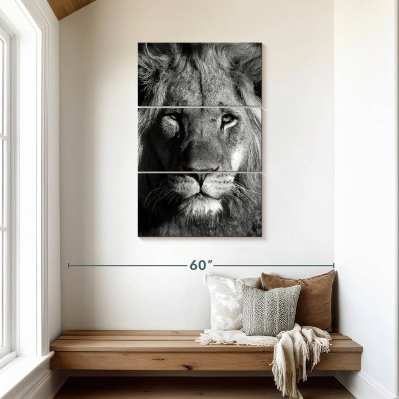 Brampt Monochromatic Lion Head, 45" H x 28" W