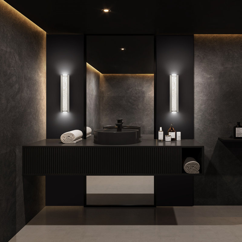 Luminaire de salle de bain à DEL à intensité variable avec cristal 21 po Posh, Nickel brossé