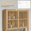 Armoire de rangement en bambou au-dessus de la toilette, organisateur de salle de bain au-dessus de la toilette avec portes à lattes, tablette réglable et tablette ouverte, naturel
