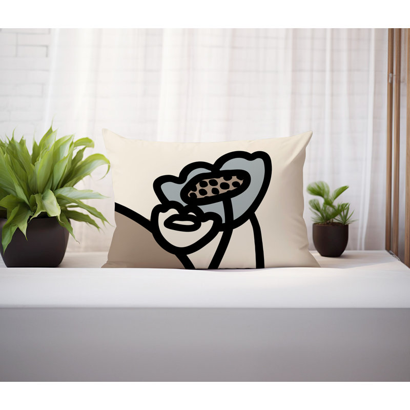 Coussin lombaire réversible intérieur / extérieur Jai Abstract, H 14 po x l 20 po, Gris
