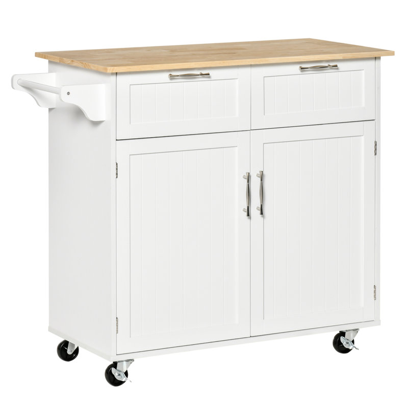 Îlot de cuisine avec tablettes réglables, blanc - 41 po