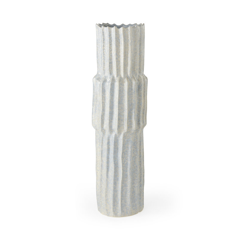 Vase de table en céramique Zahari, H 23 po x l 6,7 po x P 6,7 po, Gris