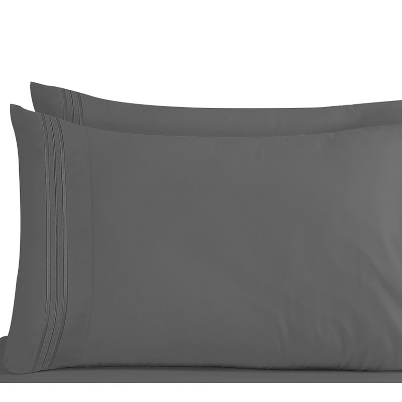 Taie d'oreiller en microfibre de qualité supérieure, Standard, Gris charbon