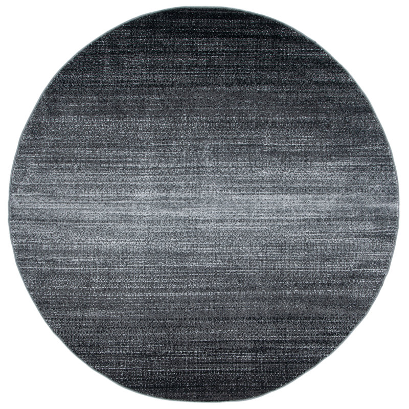 Difranco Machine Made Power Loom Polypropylene Area Rug in Dark Gray/Light Gray, Round 6'