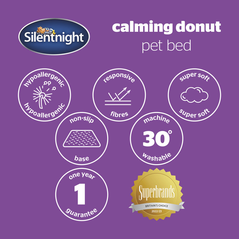 Silentnight Calming Plush Donut Pet Bed, L 21cm H x 85cm W x 85cm D, Sage