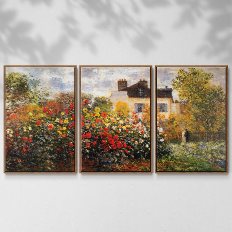 Argenteuil par Monet, reproduction sur toile 3 pièces, H 36 po x l 75 po x P 2 po, Noyer