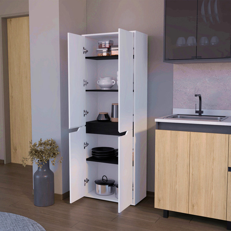 Multistorage Kitchen Pantry Hepler, Kitchen, White / Black