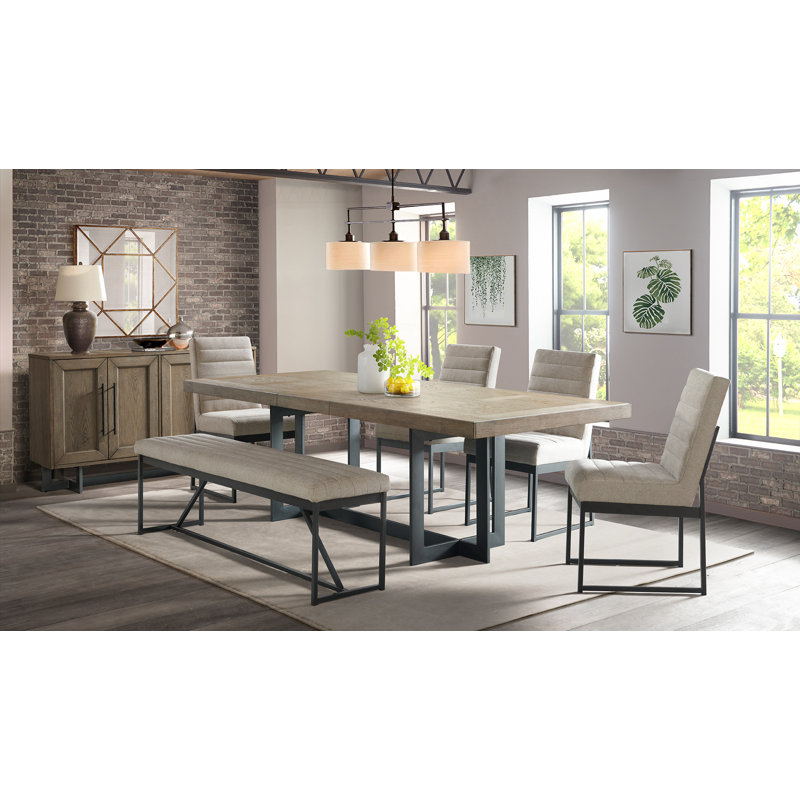Marilou Extendable Oak Metal Base Dining Table