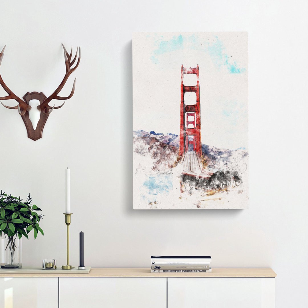 Golden Gate Bridge Abstract - Wrapped Canvas
