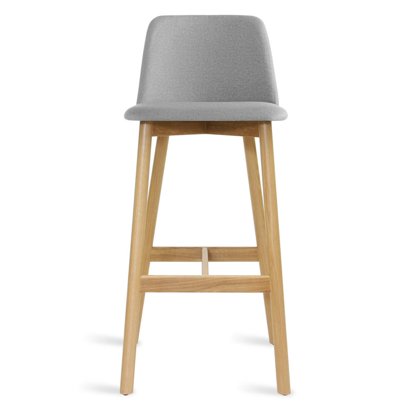 Chip Stool, Walnut, Bar Stool (31" Seat Height), Toohey Olive Plainweave
