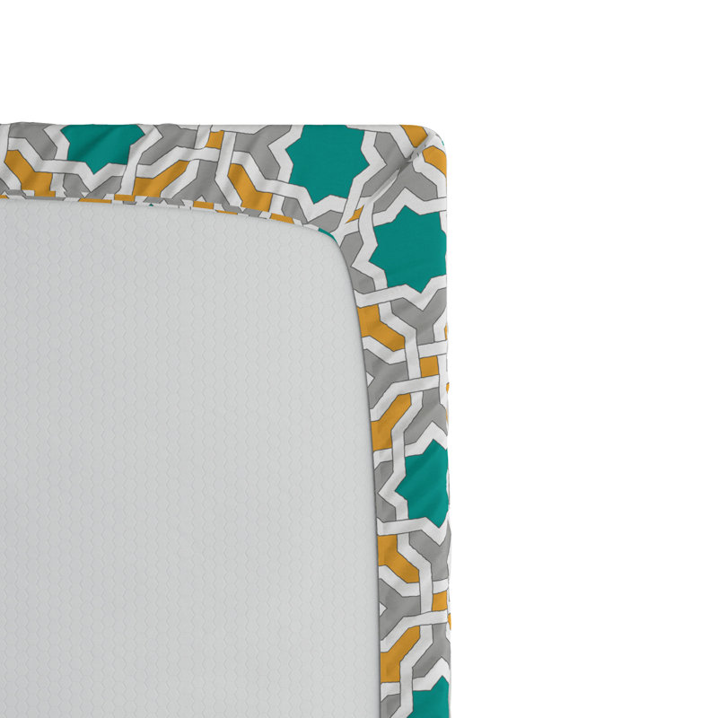 Microfiber Geometric Fitted Sheet, Queen Fitted Sheet