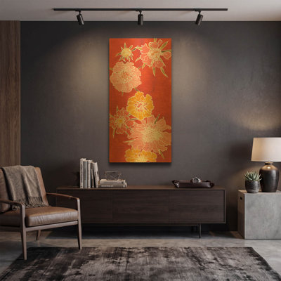 'Cloisonne Beauty I' By Shirley Novak Gold Metal Wall Art, 24" x 48"