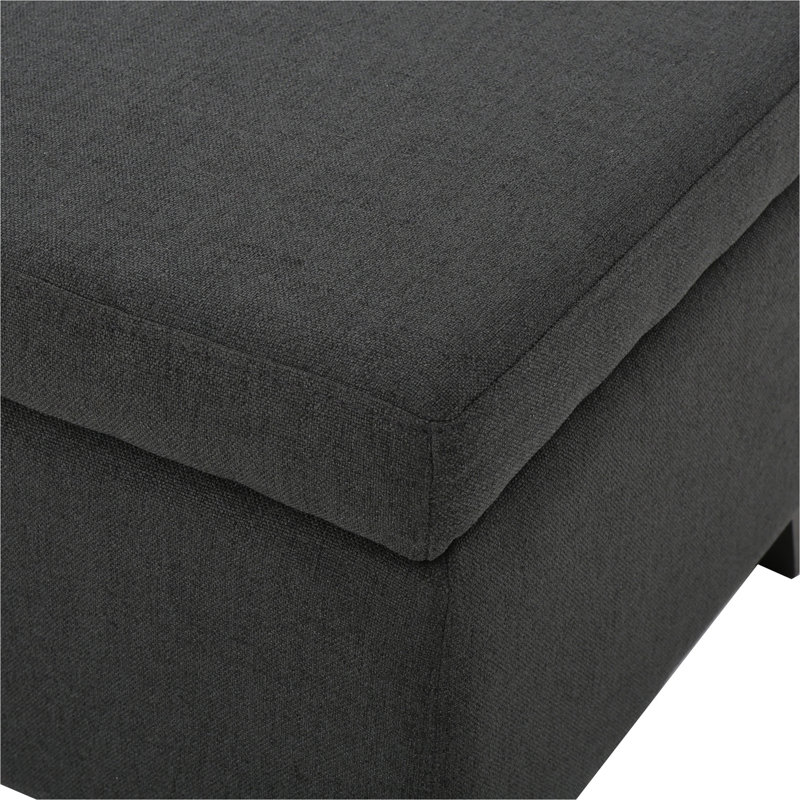 Afrim 50.5'' Wide Rectangle Storage Ottoman, Dark Grey Polyester Blend